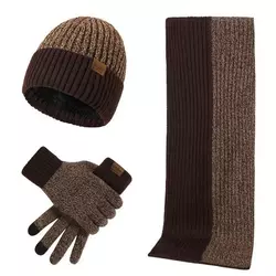 1 Ensemble bonnet d'hiver tricoté pour homme écharpe chaude et gants à écran tactile